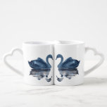 Kissing Swans | Dusty Blue Misty Lake Wedding Coffee Mug Set<br><div class="desc">Romantic, dark, and moody hand-painted lake wedding keepsake in a soft dusty navy blue with 2 graceful kissing swans and smoky early morning fog. From the "Reflections" collection, this watercolor design was inspired by the tranquil quiet time when you can be with the one you love without interruption. For customisations...</div>