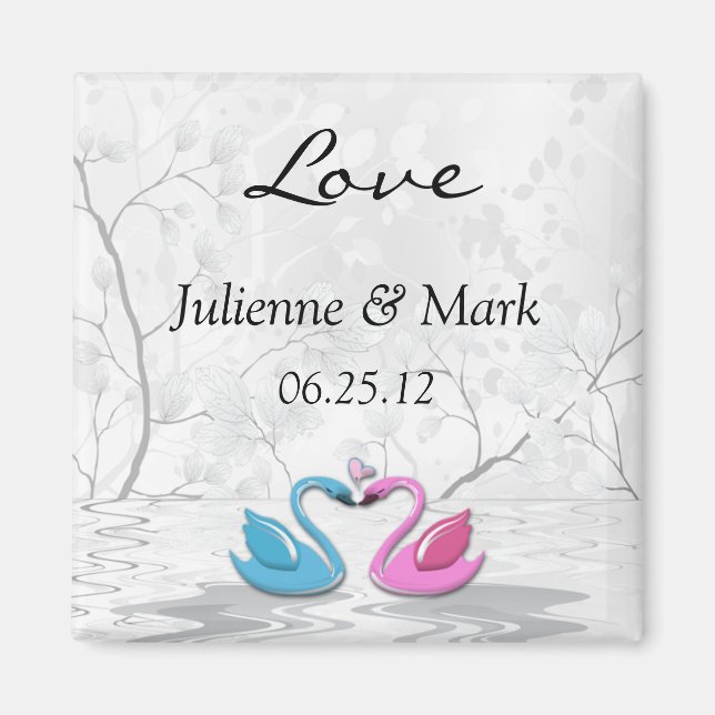 Kissing Swans Wedding Magnet (Front)
