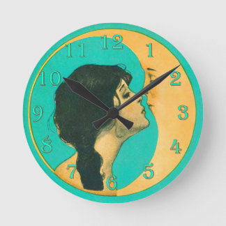 Kissing the Moon Round Clock
