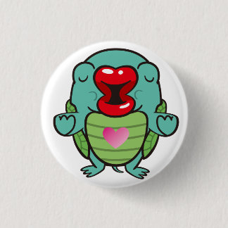 kissing tortoise 3 cm round badge