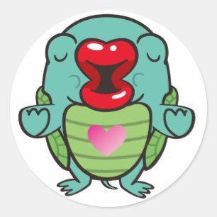 kissing tortoise classic round sticker