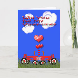 Kissing Tractors under Hearts Card