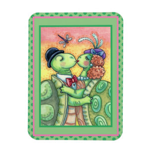 KISSING TURTLE SWEETHEARTS, CUTE TARPON VALENTINE MAGNET
