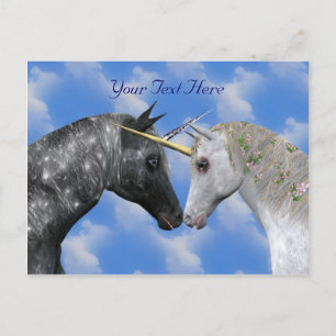 Kissing Unicorns Fantasy Postcard