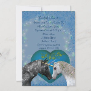 Kissing Unicorns Heart Bridal Shower Invite