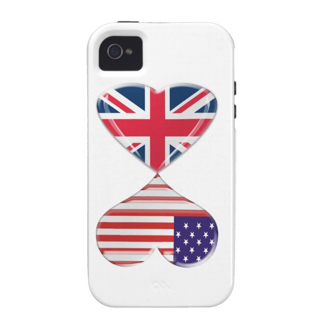 Kissing USA and UK Hearts Flags Art Case-Mate iPhone Case (Back)