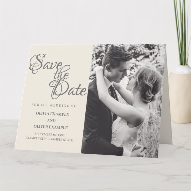 Kissing wedding couple in monochrome card (Front)