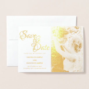 Kissing wedding couple in monochrome foil card