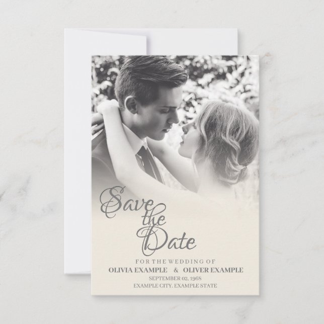Kissing Wedding Couple in Monochrome Invitation (Front)