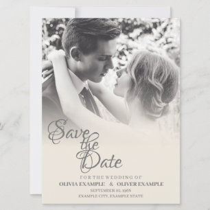 Kissing wedding couple in monochrome invitation
