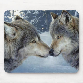 Kissing Wolves Mouse Pad