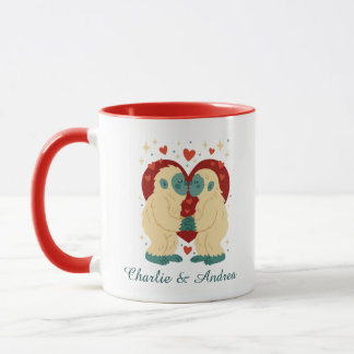 Kissing Yeti Personalized Couple Valentine's Mug