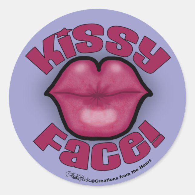 Kissy Face Lips Classic Round Sticker (Front)