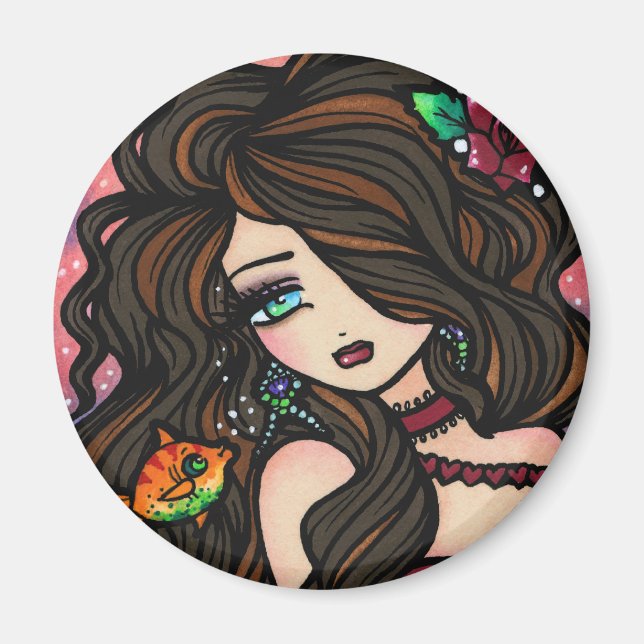 "Kissy Fish" Mermaid Magnet (Front)
