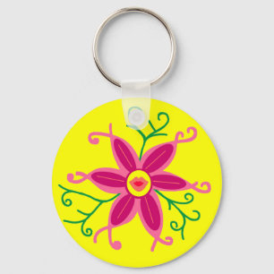 Kissy lips flower key ring