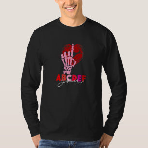 Kissy Lips Skeleton Hand ABCDEF-You Funny Valentin T-Shirt