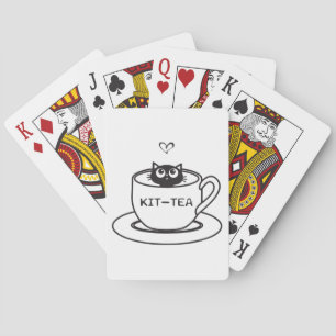 Kit-Tea Cat Funny Pun Playing Cards