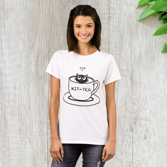 Kit-Tea Cat Funny Pun T-Shirt (Creator Uploaded)