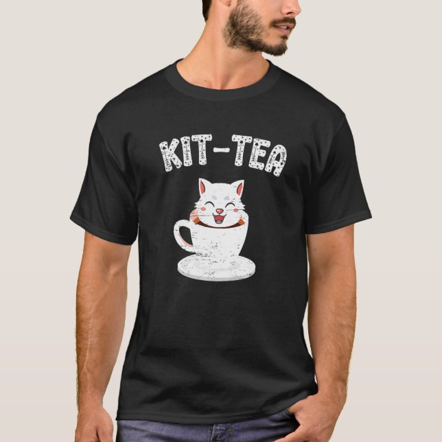 Kit Tea Cat Hot Cup Cat Owner Kitten T-Shirt (Front)