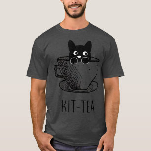 Kit-Tea Cat Lover, Cute And Funny Black Cat T-Shirt