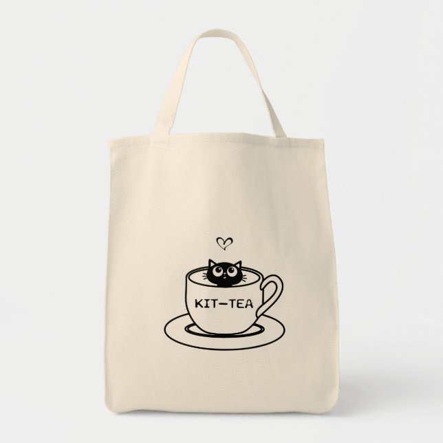 kit tea | cat lover design  tote bag (Front)