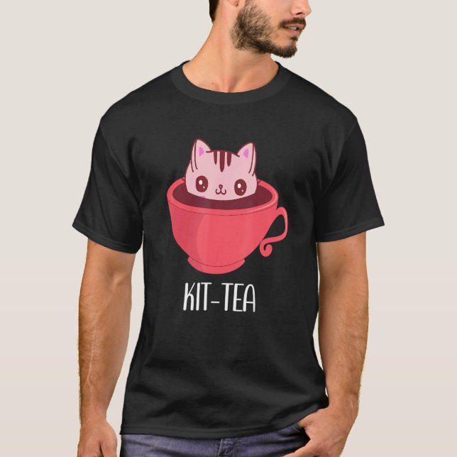 Kit Tea Cat Mug  Kit Tea Cup Cute  For Cat T-Shirt (Front)