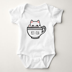 Kit Tea Funny Cat Pun Kawaii Cat Baby Bodysuit