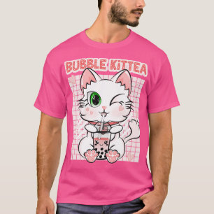Kit Tea Kawaii Kittea Bubble Tea Strawberry Cat T-Shirt