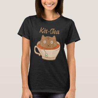 Kit Tea Tea Drinker Tea Lover cat Lover Crazy Cat T-Shirt