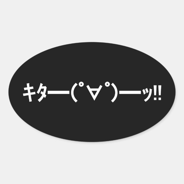 KITA!! Emoticon キタ━━━(゜∀゜)━━━ッ!! Japanese Kaomoji Oval Sticker (Front)
