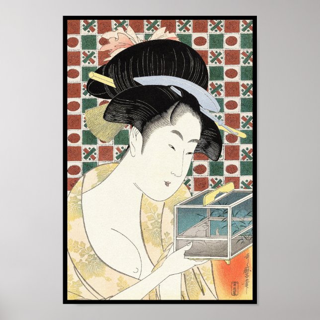 Kitagawa Utamaro Insect Cage japanese beauty lady Poster (Front)