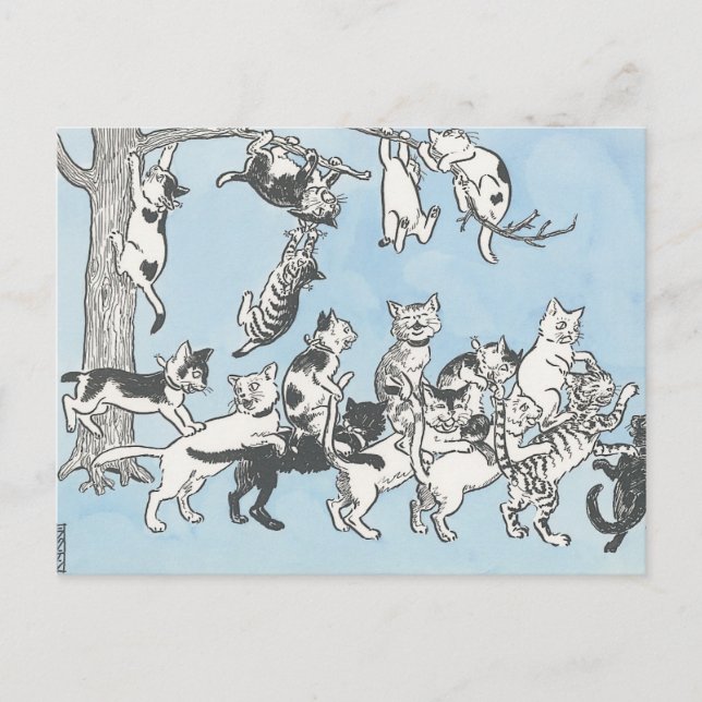 Kitazawa Rakuten　nekonokunino youchien 1915 Postcard (Front)