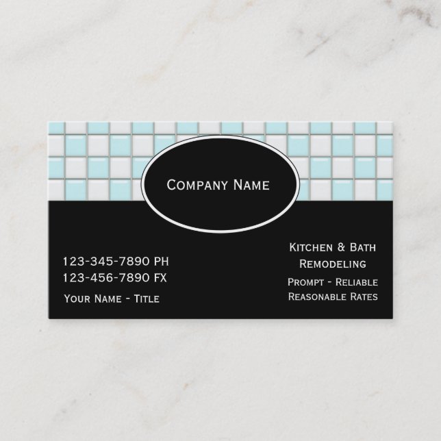 Kitchan And Bath Remodeling Business Card (Front)