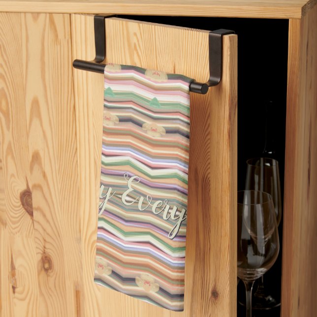 Kitchen Accent With Pink Purple Orange Peach Tea Towel (Thirds Fold)