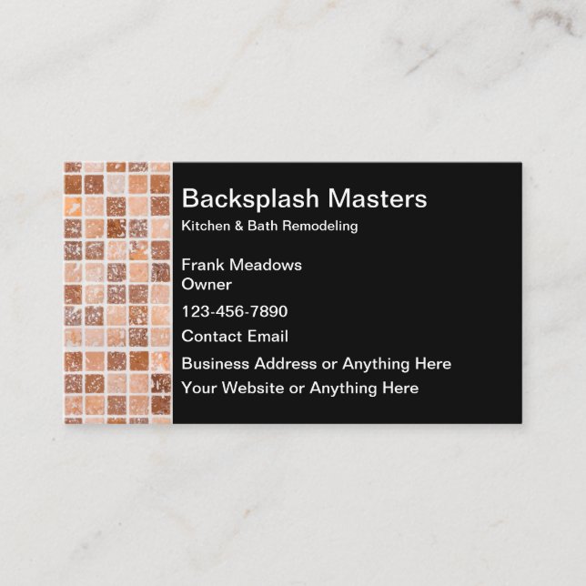 Kitchen And Bath Remodeling Business Card (Front)