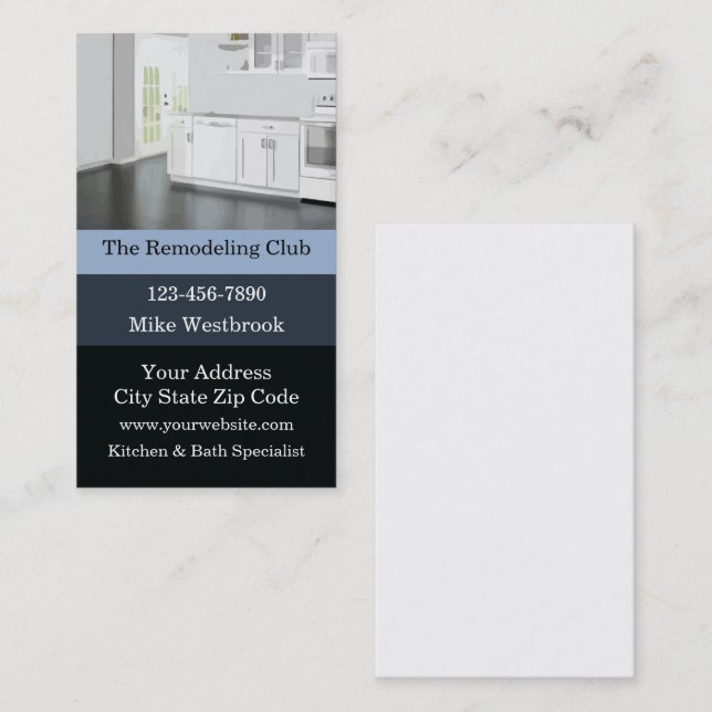 Kitchen And Bath Remodeling Modern Business Card (Front/Back)