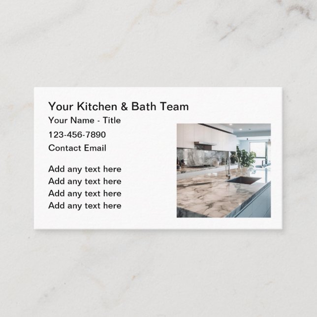 Kitchen And Bath Remodeling Services  Business Card (Front)