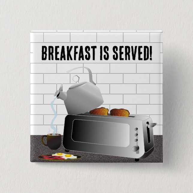Kitchen Appliances Breakfast Funny 15 Cm Square Badge (Front)