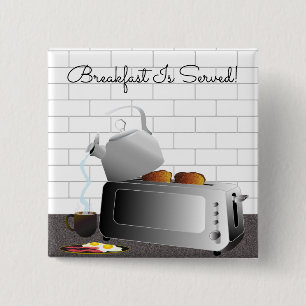 Kitchen Appliances Breakfast Funny 15 Cm Square Badge
