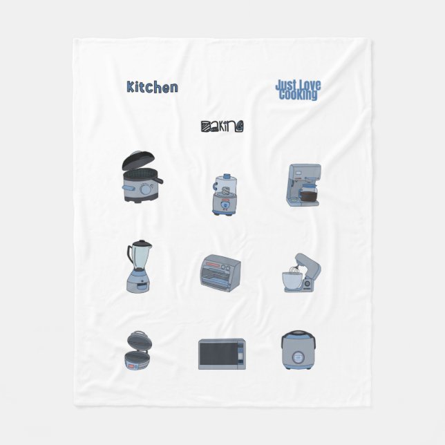 Kitchen Appliances Fleece Blanket (Front)