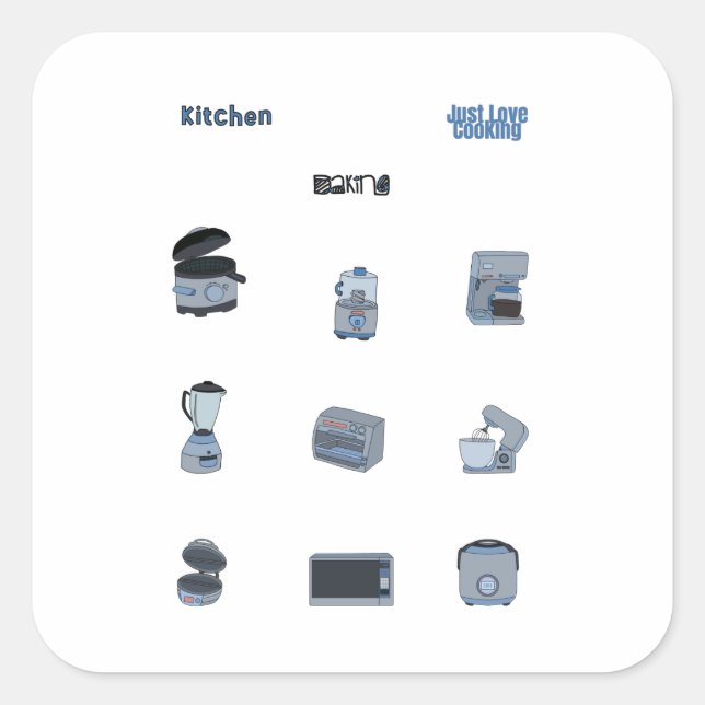 Kitchen Appliances Square Sticker (Front)