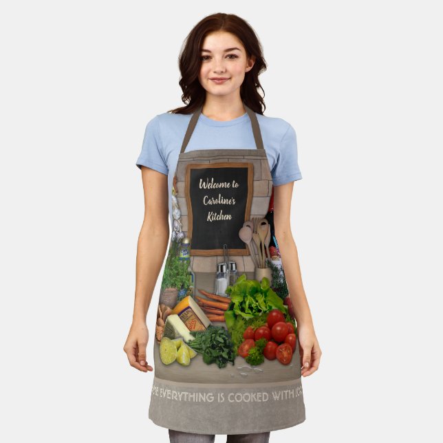 Kitchen Apron with your Name on the Chalkboard (Worn)