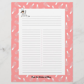 Kitchen Art Recipe Sheets with Your Name