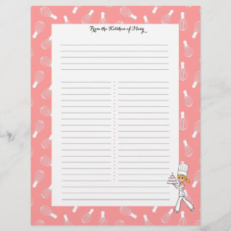 Kitchen Art Recipe Sheets with Your Name