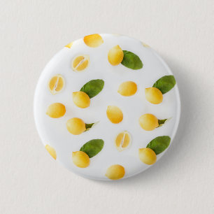 Kitchen Artwork Lemon Pattern Fruit Photography 6 Cm Round Badge