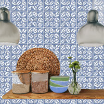  Kitchen backsplash tile, Blue and white