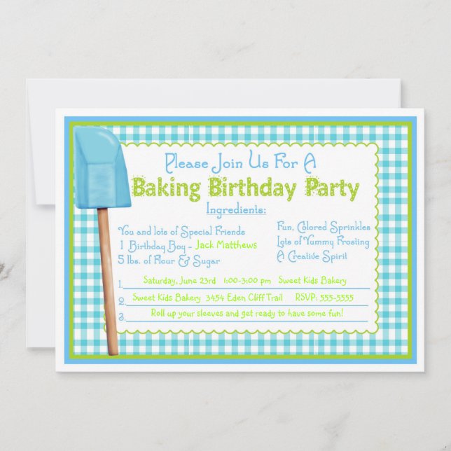 Kitchen Baking Birthday Invitations (Front)