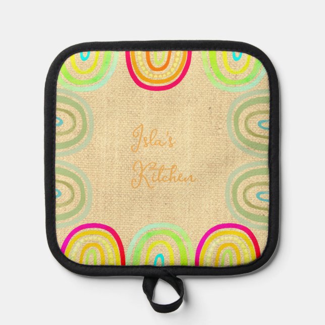  Kitchen Boho Rainbow Pattern Pot Holder (Front)