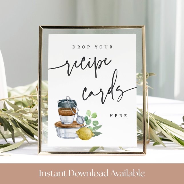 Kitchen Bridal Shower Recipe Card Drop Sign (Creator Uploaded)