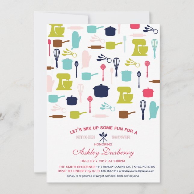 Kitchen Bridal Shower, Stock The Kitchen Invitation (Front)